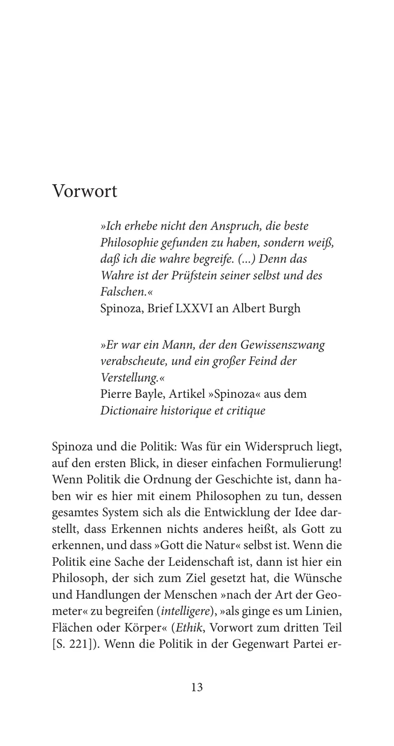Reading sample (German): Spinoza und die Politik, Page 1