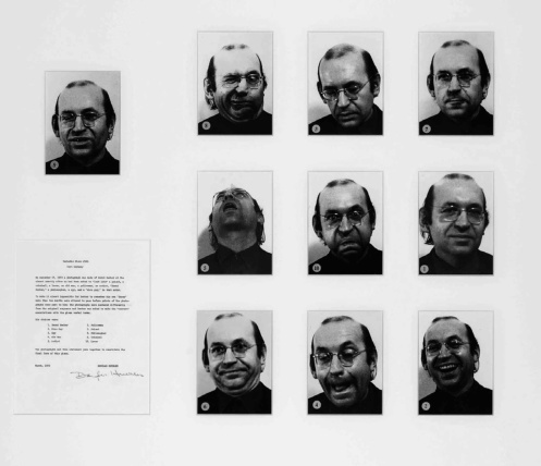 Douglas Huebler, Variable Piece #101 (1973): Fotoserie, in der Bernd Becher nacheinander verschiedene Rollen verkörpert