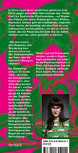 Silvia Lippi: Sigmund Freud. Die Leidenschaft des Unregierbaren, tentare Verlag – Buchrückseite mit Klappentext, Zitat aus dem Buch und Porträt der Autorin auf pink-grün marmoriertem Grund