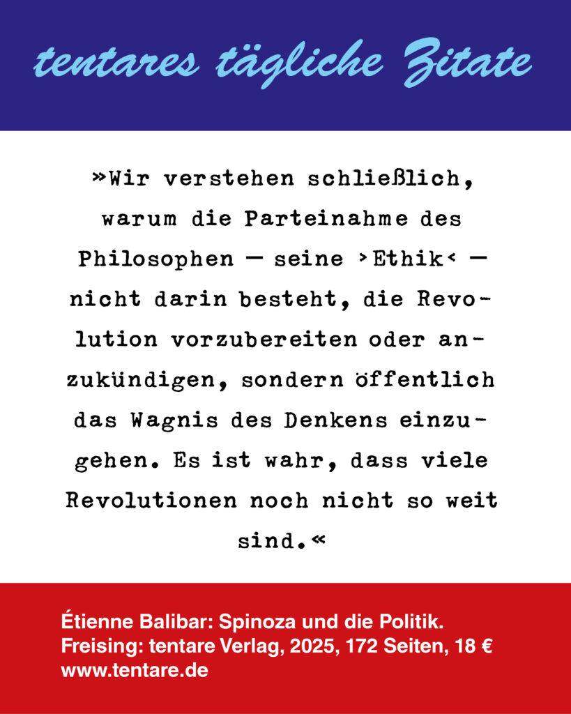 Instagram Post taegliche Zitate 26 Balibar Spinoza Parteinahme